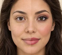Before and after makeup try on example